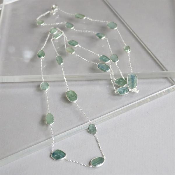 カイヤナイト シルバー ロングネックレス90cm Jaipur jewelry Kyanite si...