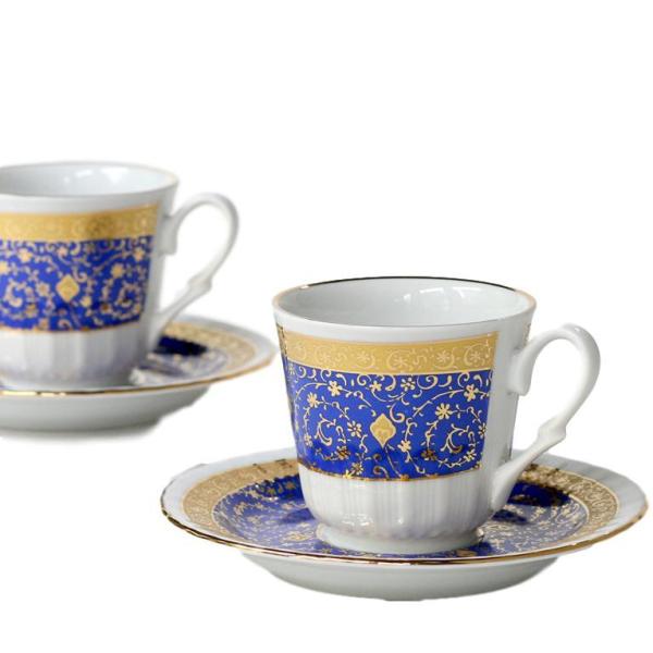 カップ＆ソーサー ２客セット　I：ゴールデンホーンハリチ/ブルー