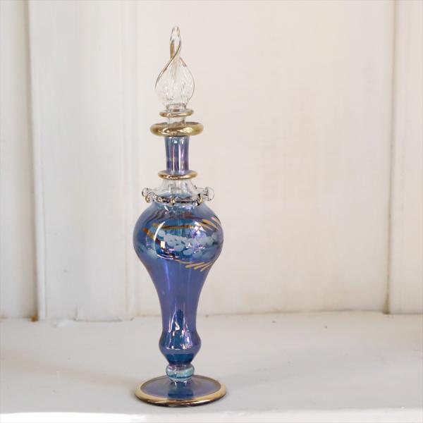 エジプト ガラス 香水瓶 19cm 　クレオパトラ ブルー