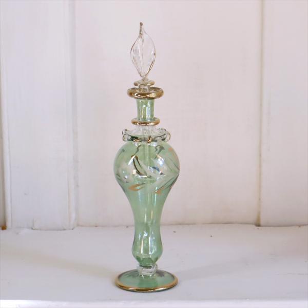 エジプト ガラス 香水瓶 19cm 　クレオパトラ グリーン