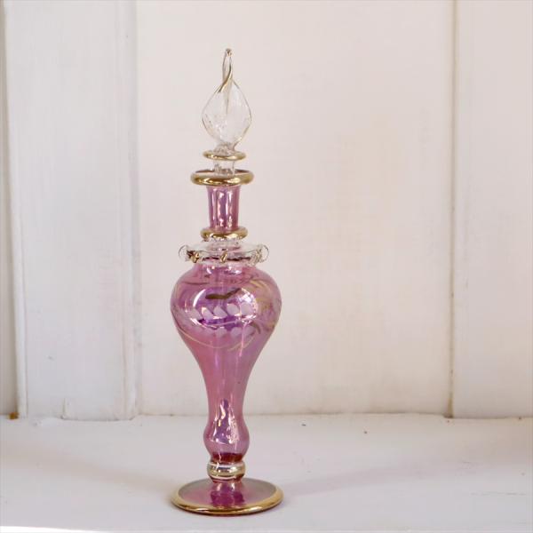 エジプト ガラス 香水瓶 19cm 　クレオパトラ パープル