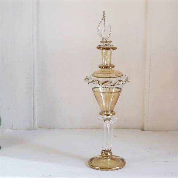 エジプト ガラス 香水瓶 19cm 　クレオパトラ イエロー