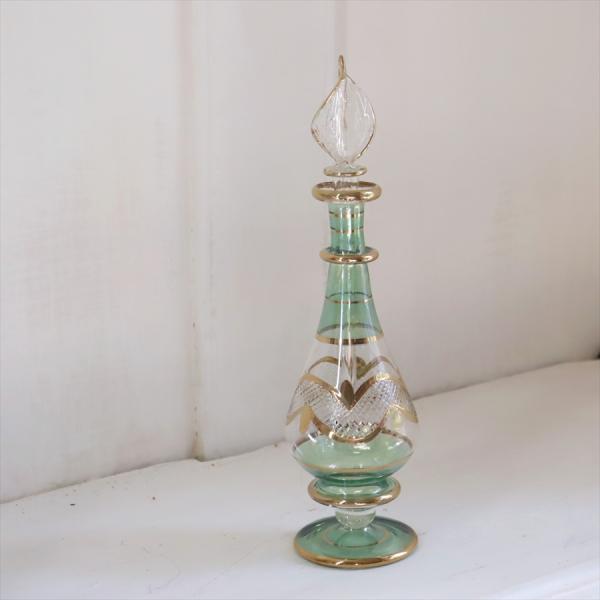 エジプト ガラス 香水瓶 19cm 　クレオパトラ グリーン