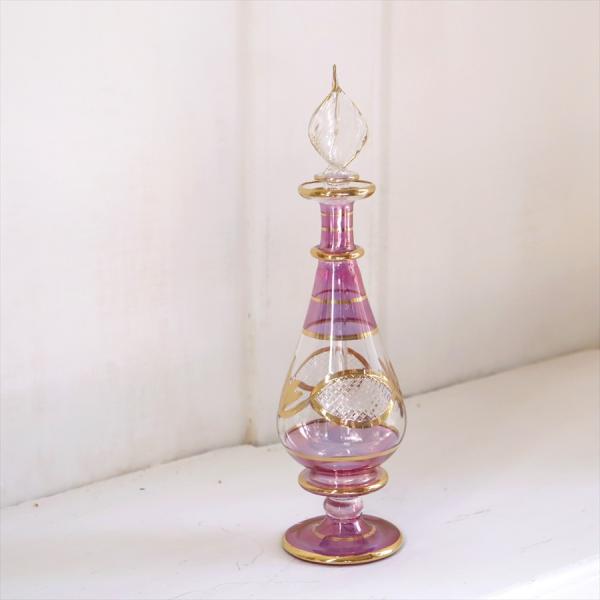 エジプト ガラス 香水瓶 19cm 　クレオパトラ ピンク