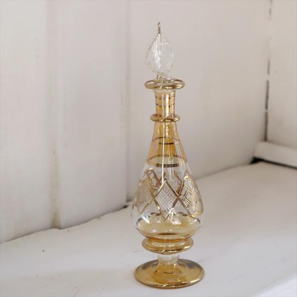 エジプト ガラス 香水瓶 19cm 　クレオパトラ イエロー