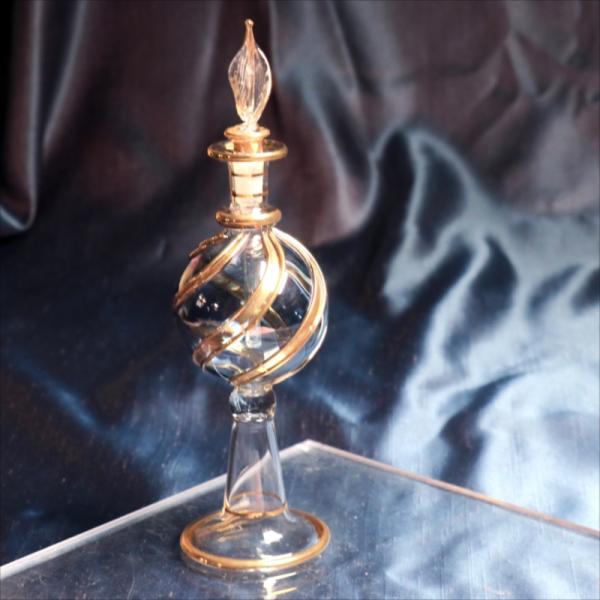 エジプトガラス香水瓶　ファラオ 18cm　ゴールド/ブルー