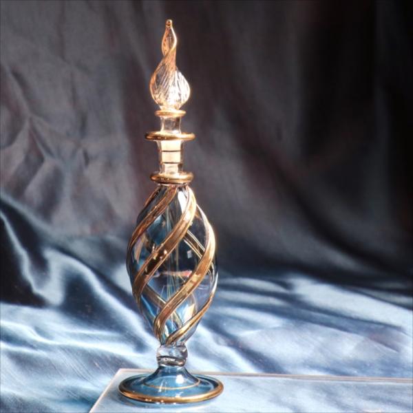 エジプトガラス香水瓶　ファラオ 18cm　ゴールド/ブルー