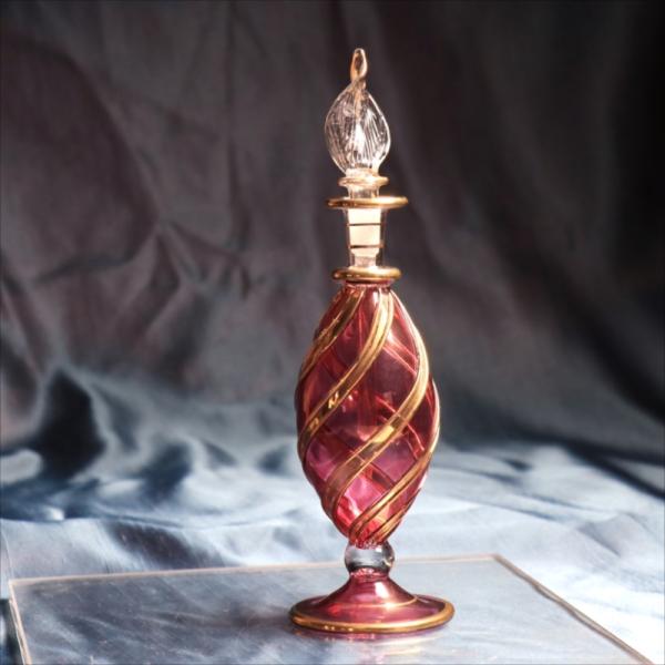 エジプトガラス香水瓶　ファラオ 18cm　ゴールド/パープル