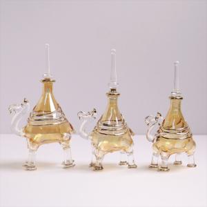 エジプト香水瓶 手吹きガラスの工芸品/ラクダ3頭セット ピンク