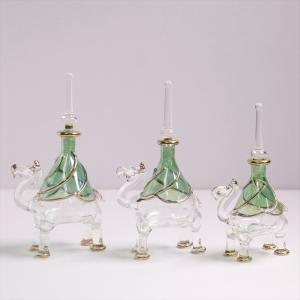 エジプト香水瓶 手吹きガラスの工芸品/ラクダ2頭セット クリア