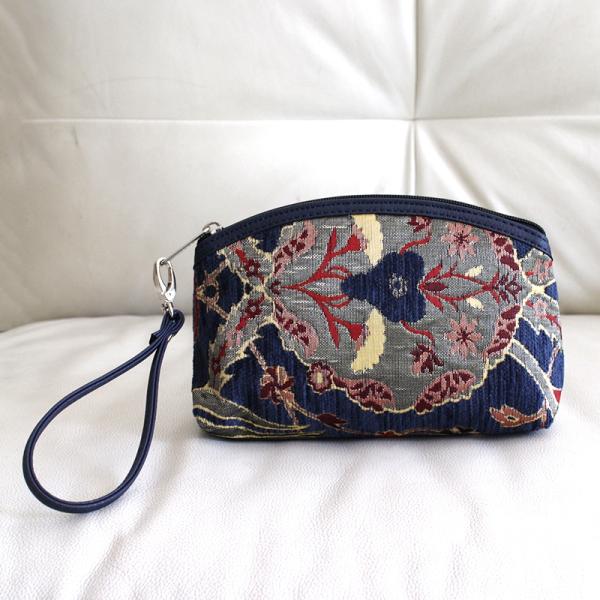 トルコデザインのポーチ シュニール素材 ヴァレンス ネイビー