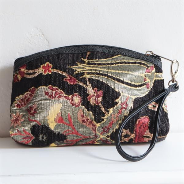 トルコデザインのポーチ シュニール素材ヴァレンス ブラック