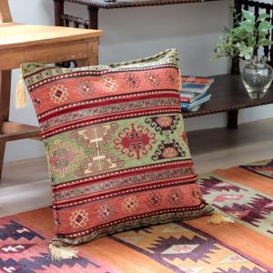 クッションカバー45x45cm トルコデザイン シュニール素材のクッションカバーアジデルハ ピスタチオグリーン