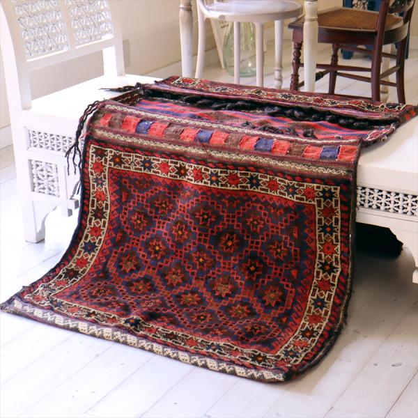 カシュカイ族 サドルバッグ/キャメルバッグ177x80cmラクダの背に乗せる運搬用収納袋