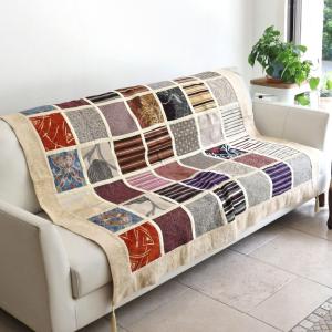 クロシェマルチカバー 140×200 手編みレース ベットカバー ソファ