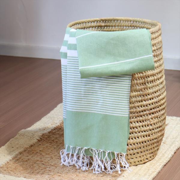 ペシュテマル　ハマムタオル トルコ製 長方形/コットンの大判バスタオルオリーブグリーン