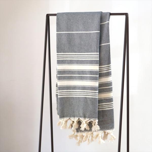 ハマムタオル　トルコ製　ペシテマル　手ぬぐいブラック　ストライプ
