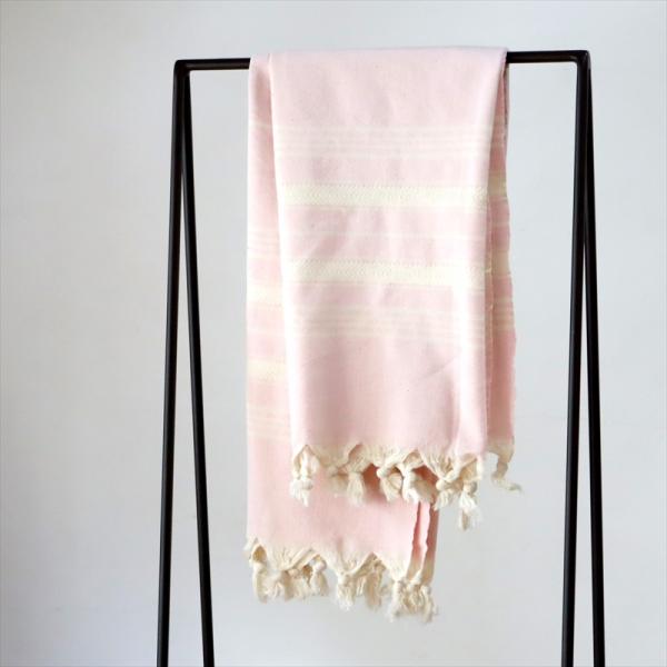 ハマムタオル　トルコ製　ペシテマル　手ぬぐいペールピンク　ストライプ