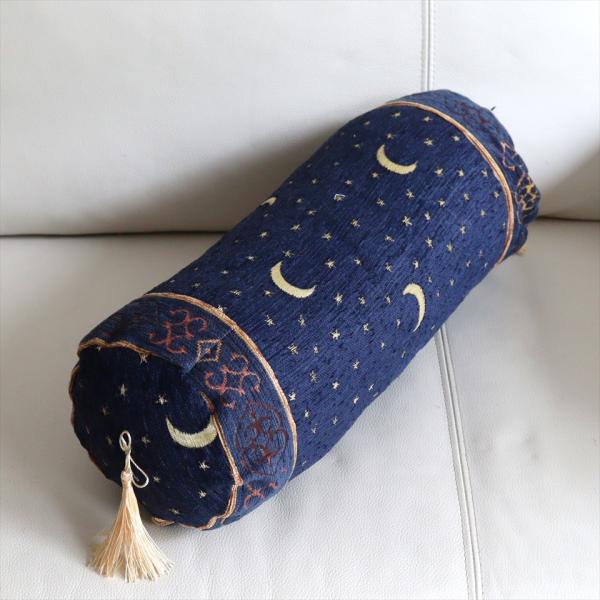 筒形 クッション ボルスター カバー スタリーナイトネイビー筒形ロング