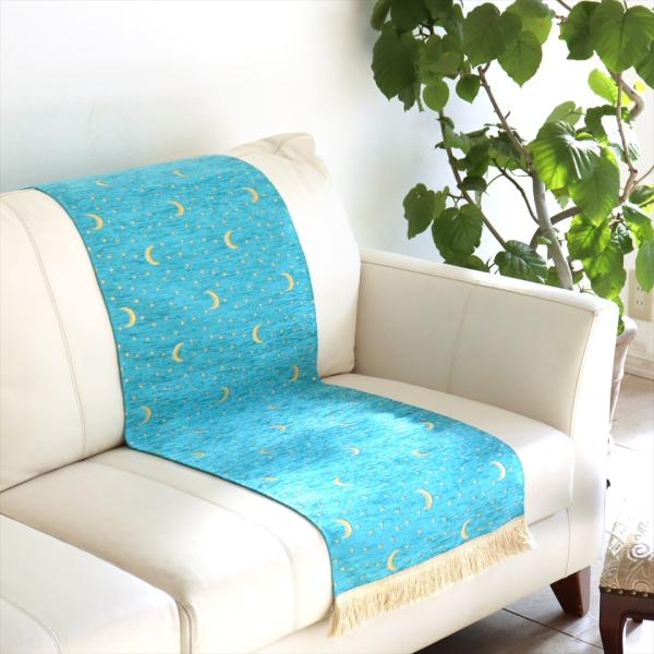 テーブルランナー ベッドスロー 200×44cm スターリーナイト セルリアン Table runn...