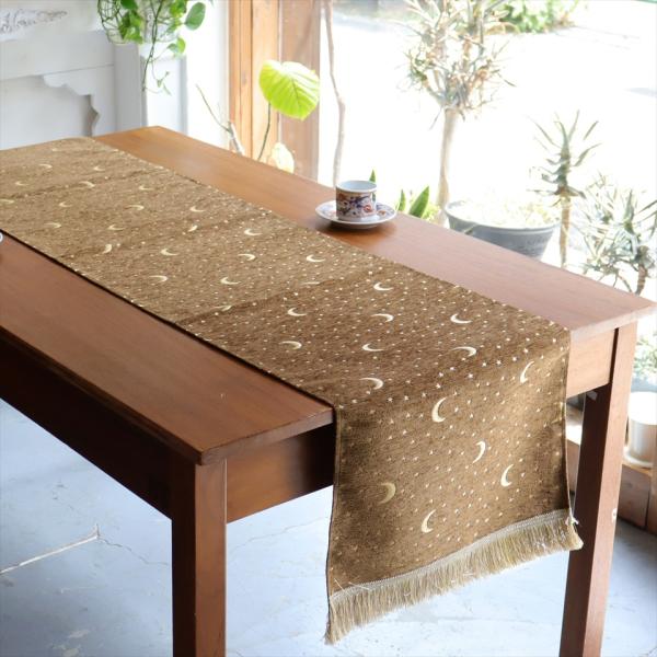 テーブルランナー ベッドスロー 200×44cm スターリーナイト カーキ Table runner...