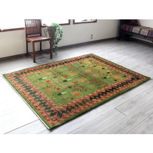 手織りラグ ギャッベ ギャベ ルリバフ リビン...の詳細画像1