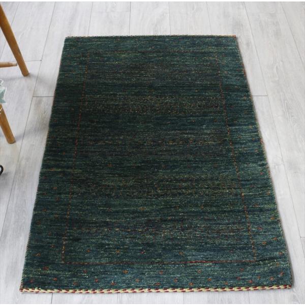 ギャッベ/ ギャベ  バナフシェ アクセントラグサイズ118×77cmブルーグリーングラデーション