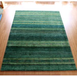 ギャッベ/ロリアタシュLoriAtash　ギャベ　最上級の織り　大きい手織りラグ　大型ルームサイズ310x222cm グリーングラデーション
