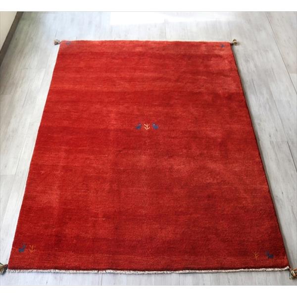 ギャッベ　Gabbeh　手織りラグ　リビングサイズ 233x171cm レッド 動物と植物のモチーフ