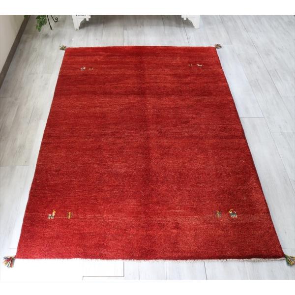 ギャベ　Gabbeh　ふかふかな織り　リビングサイズ243x157cm レッド　動物と植物モチーフ