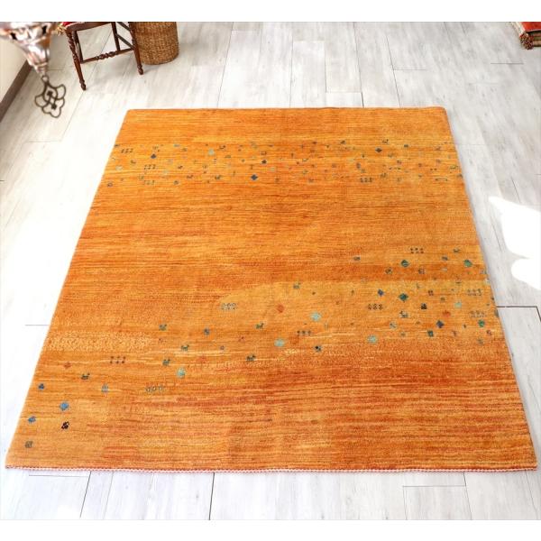 ギャッベ バナフシェ Gabbeh Banafsheh235x200cm オレンジグラデーション　小...