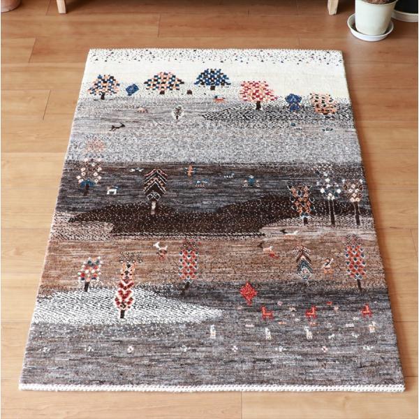 ギャッベ/ノウバフト Nowbaft 123x83cm ナチュラルブラウン モノトーン　ランドスケー...