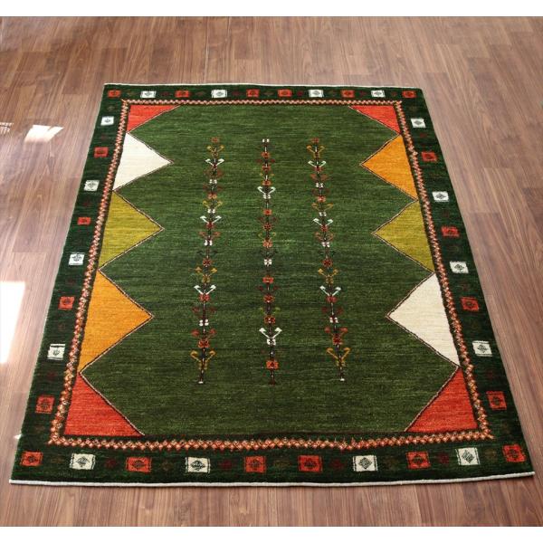 ギャッベ アマレ Amaleh 243x174cm 背の高い3本の樹　幾何学モチーフ　