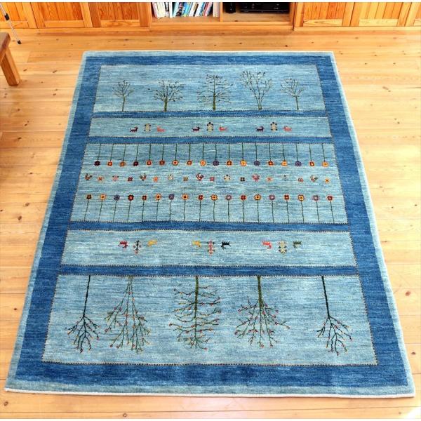 ギャッベ Gabbeh  243x176cm アマレ Amaleh 花が咲いている樹と動物