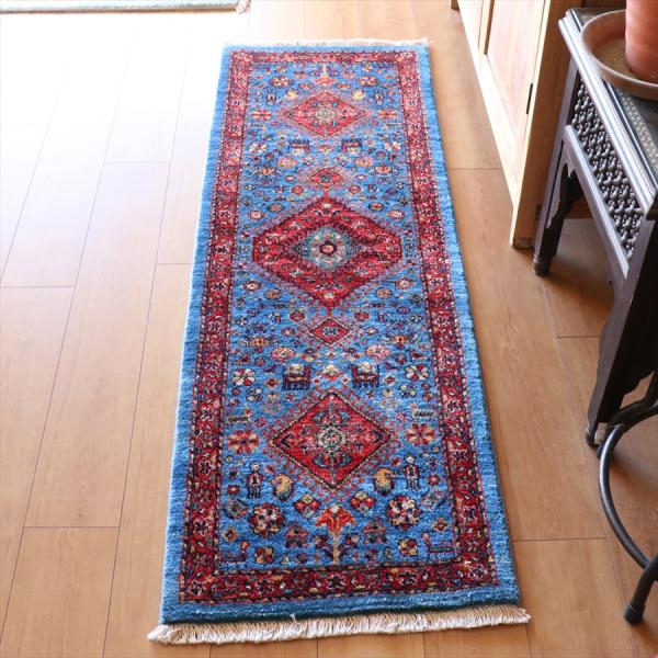 ギャッベ　Luribaft/ルリバフ 153x50cm 緻密な織り　ミニランナー　クラシックデザイン...