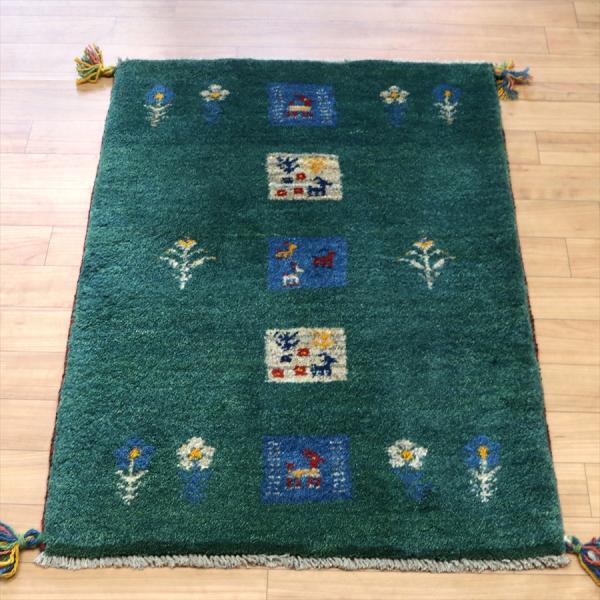 ギャッベ 玄関マットサイズ 88x62cm グリーン