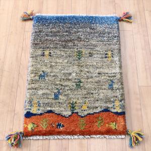 ギャッベ イランの手織りラグ 61x42cm 動物のいる風景