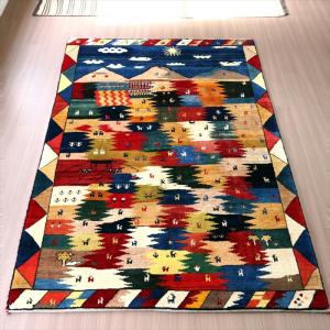 オールドエリアラグ / ペルシャ 絨毯 カシュカイ族 ギャッベ 195×130cm