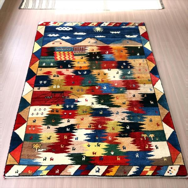 ギャッベ　イラン産 ランドスケープ 239x160cm カシュカイ族の生活風景