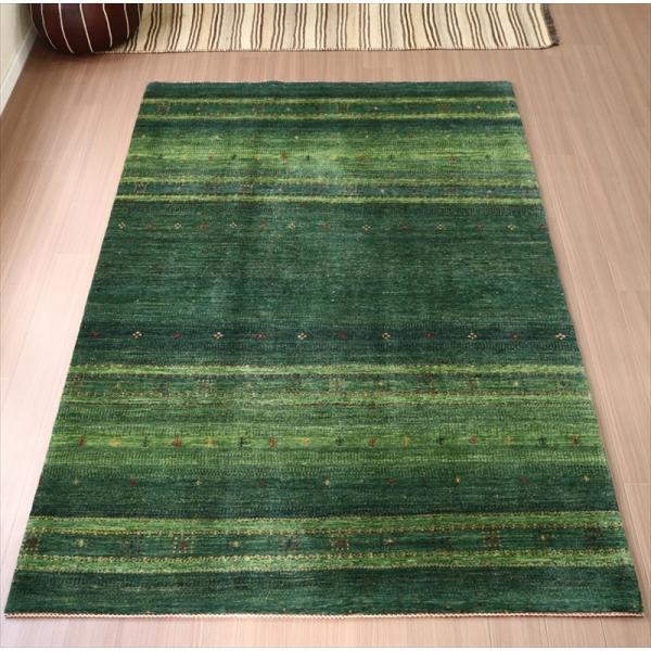 ギャッベ ロリアタシュ 最高級の細かな織り 258x174cm グリーングラデーション