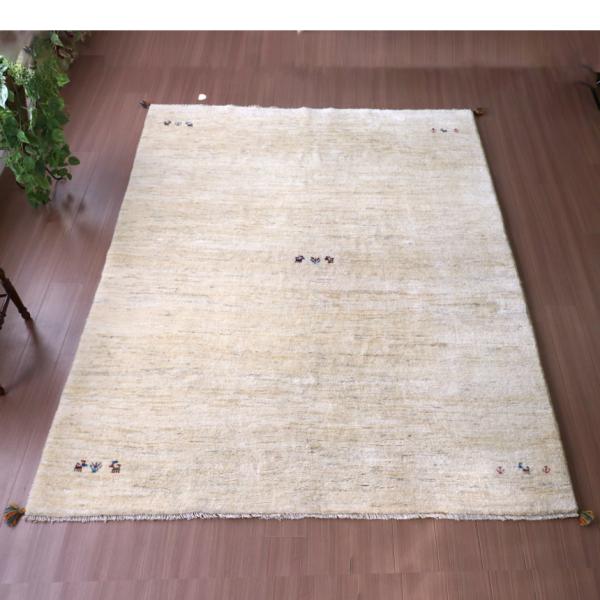 ギャッベ　イラン産手織りラグ　ふかふか 263x200cm ナチュラルアイボリー 大型ルームサイズ