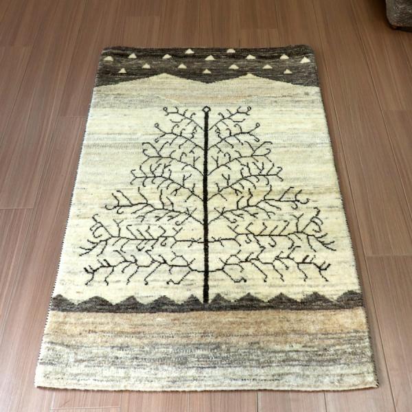 ギャッベ リズバフト 生命の木 132x79cm 細かな織り　モノトーン