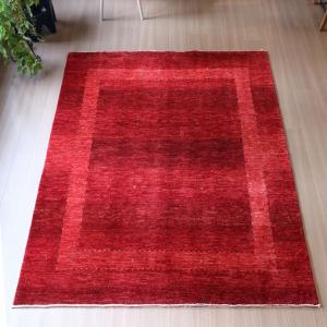 ギャッベ　 最上級の織りロリアタシュ 212x162cm レッド　グラデーション　スクエアデザイン