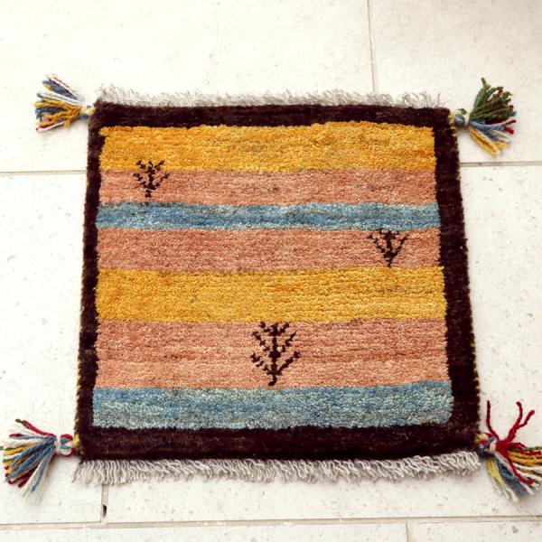 ギャッベ　イラン 手織り 42x42cm 風景のギャッベ