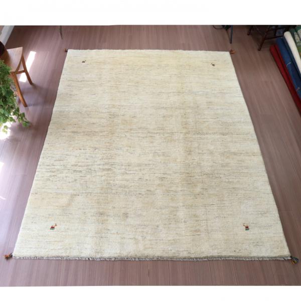 ギャッベ イラン産 手織り 280x210cm 無地　ナチュラル　シンプル