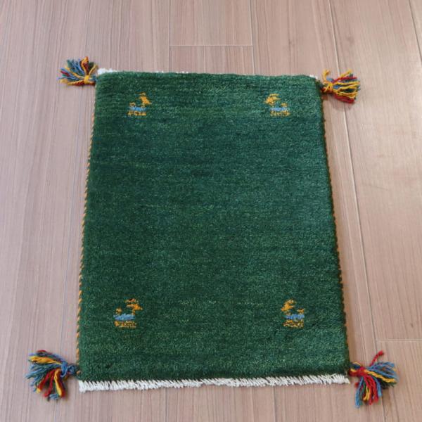 ギャッベ イランの手織りラグ GABBEH 59x42cm グリーン