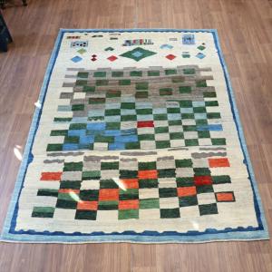 ギャッベ リズバフト 254x185cm タイルとテント　抽象画デザイン　イラン　手織り