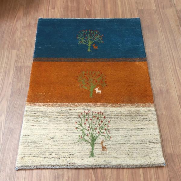 ギャッベ イラン 手織りラグ 120x80cm Gabbeh Nomad 花をつけた生命の木の風景