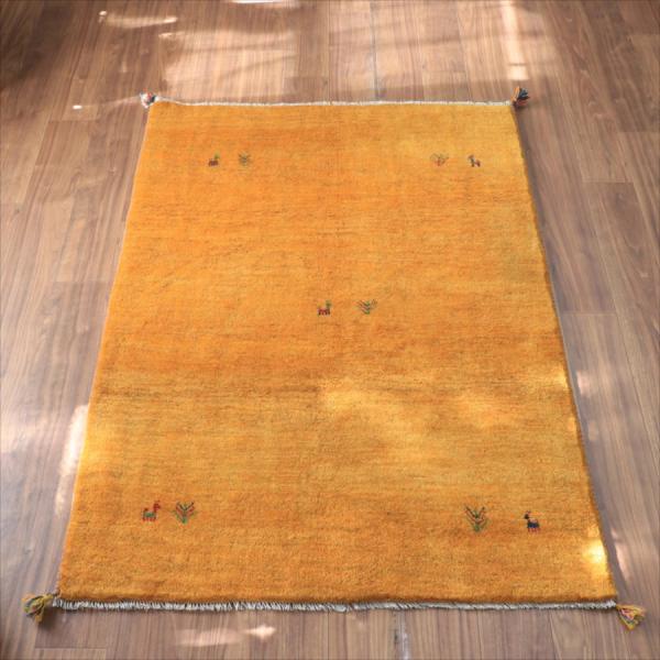 Gabbeh ギャッベ イエロー無地 166x119cm イラン産 手織りギャッベ トライバルラグ