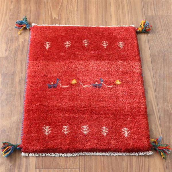 ギャッベ ミニギャベ イラン手織り 57×47cm レッド ラクダのキャラバンと生命の樹